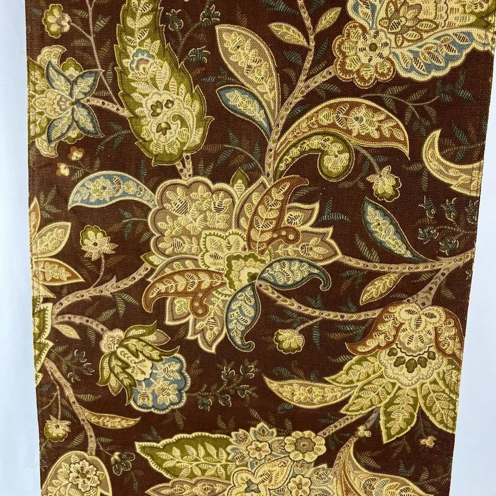 Floral Jacquard/Damask Pattern Table Runner Brown, Tan, Olive Green, and Gold